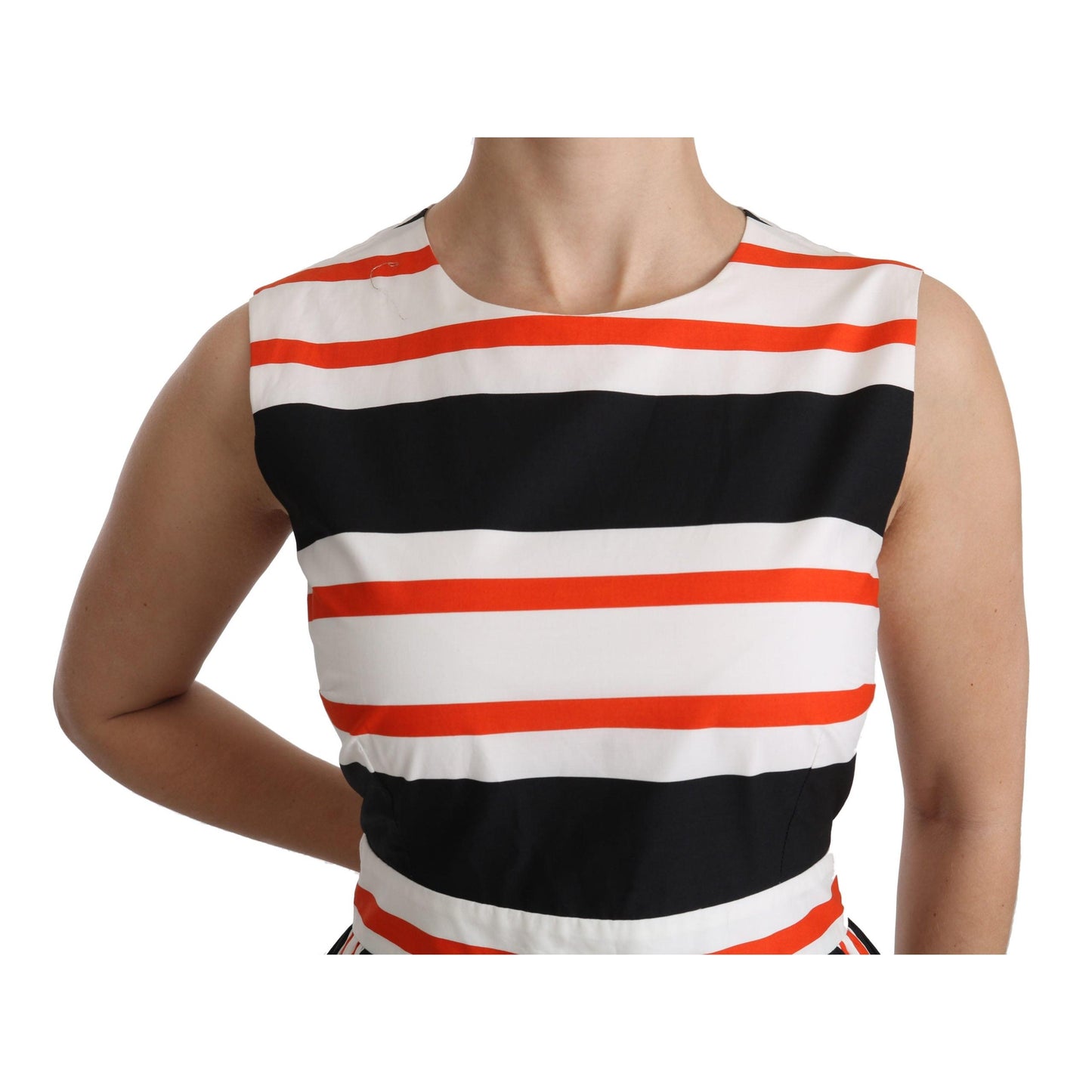 Multicolor Stripes A-Line Pleated Midi Dress