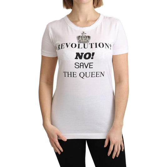 White The Queen Crystal Crewneck T-shirt Top