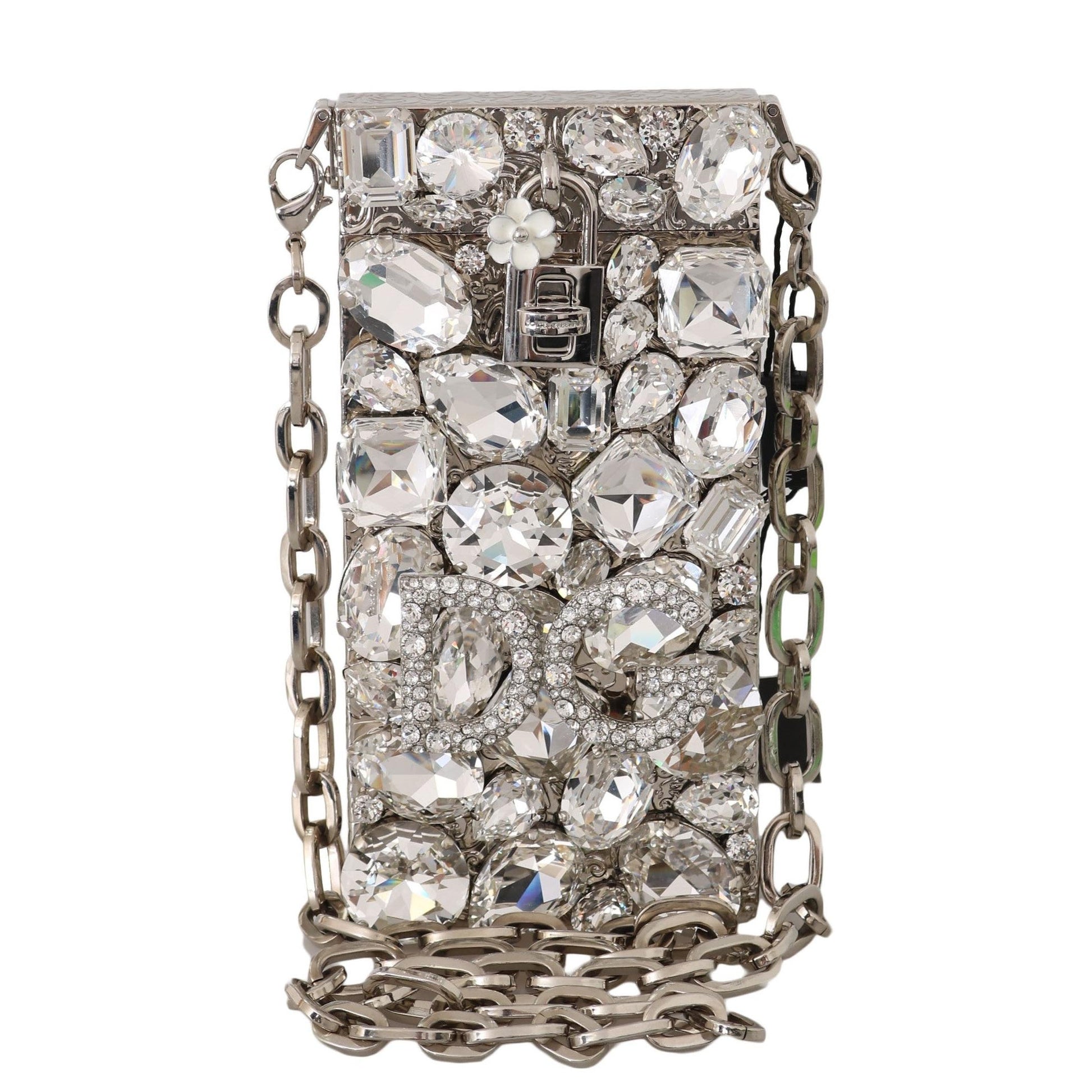 Cross Body Silver Crystal Brass Crystal Purse - coffeewithmee2