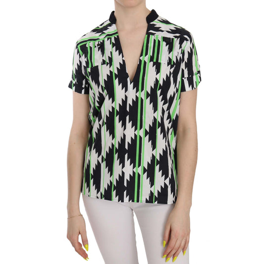 Multi Color Plunging Top Blouse