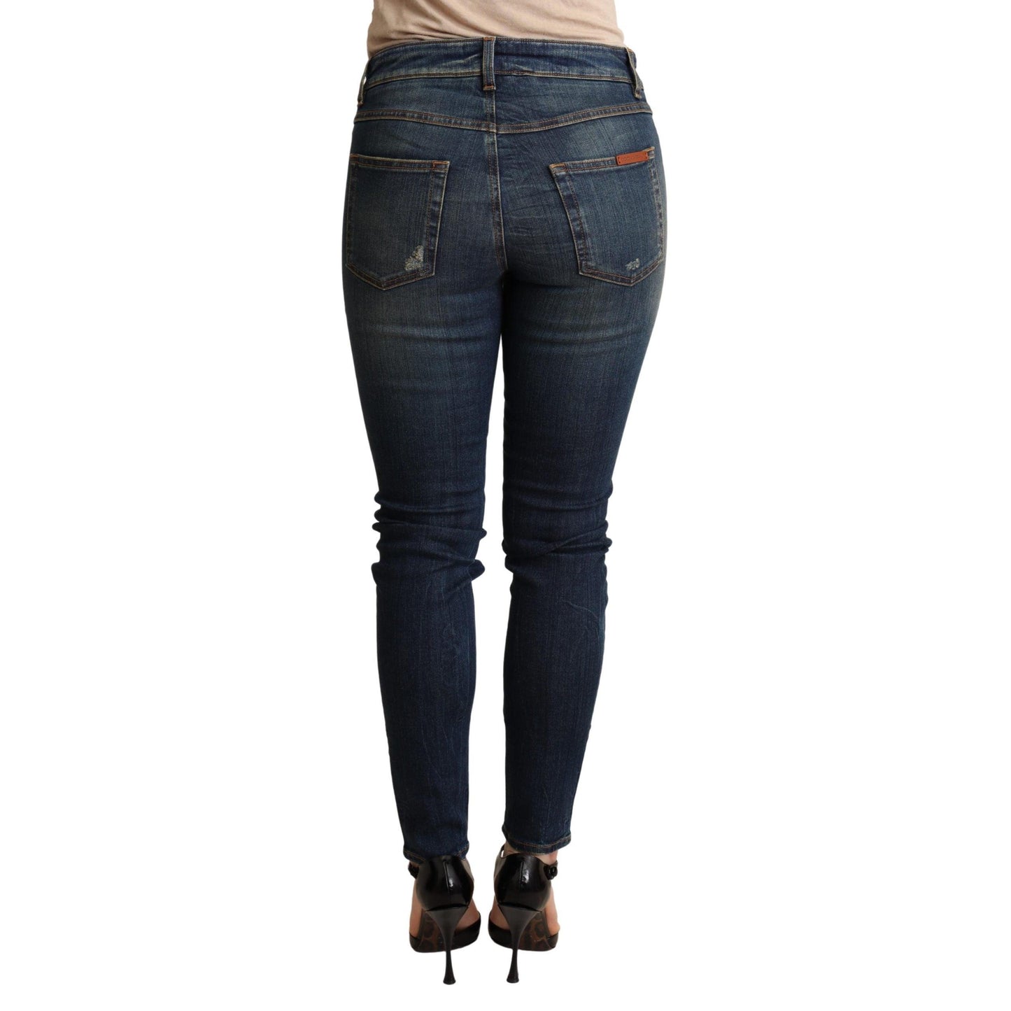 Dark Blue Skinny Denim Cotton Stretch Jeans