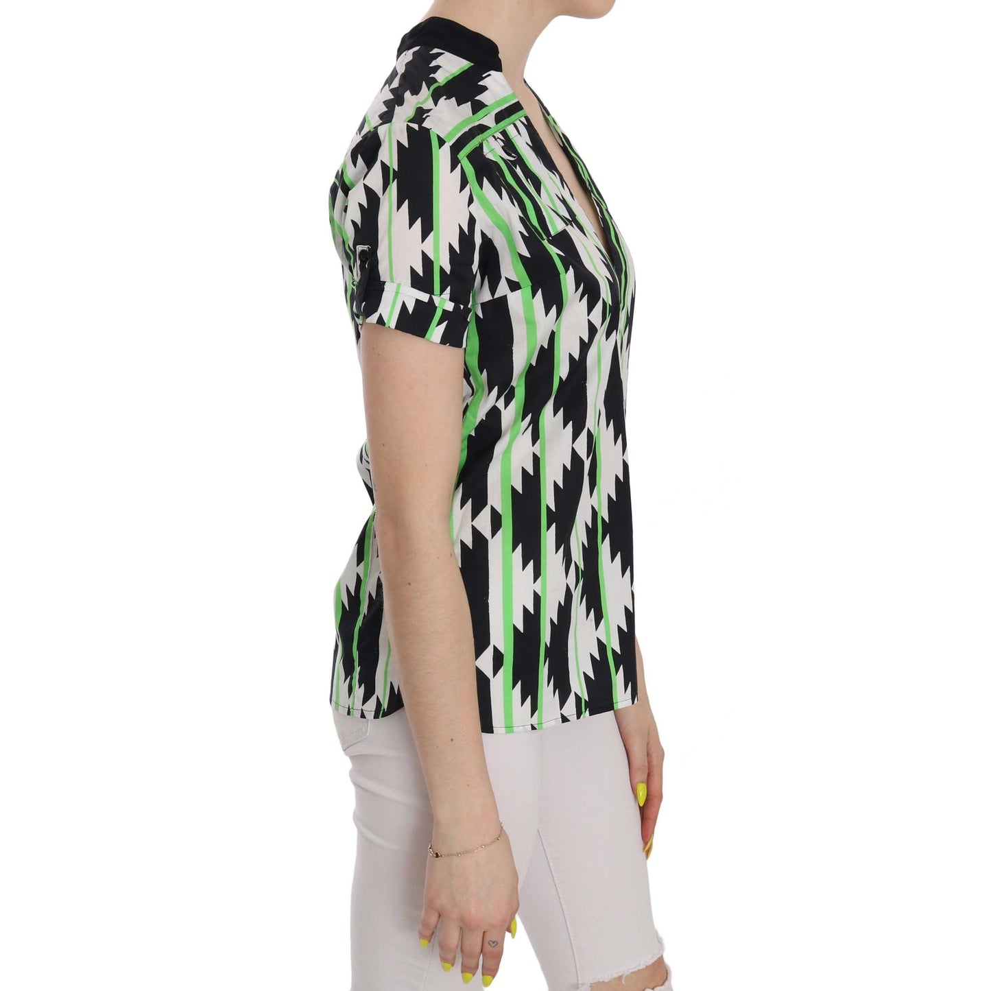 Multi Color Plunging Top Blouse