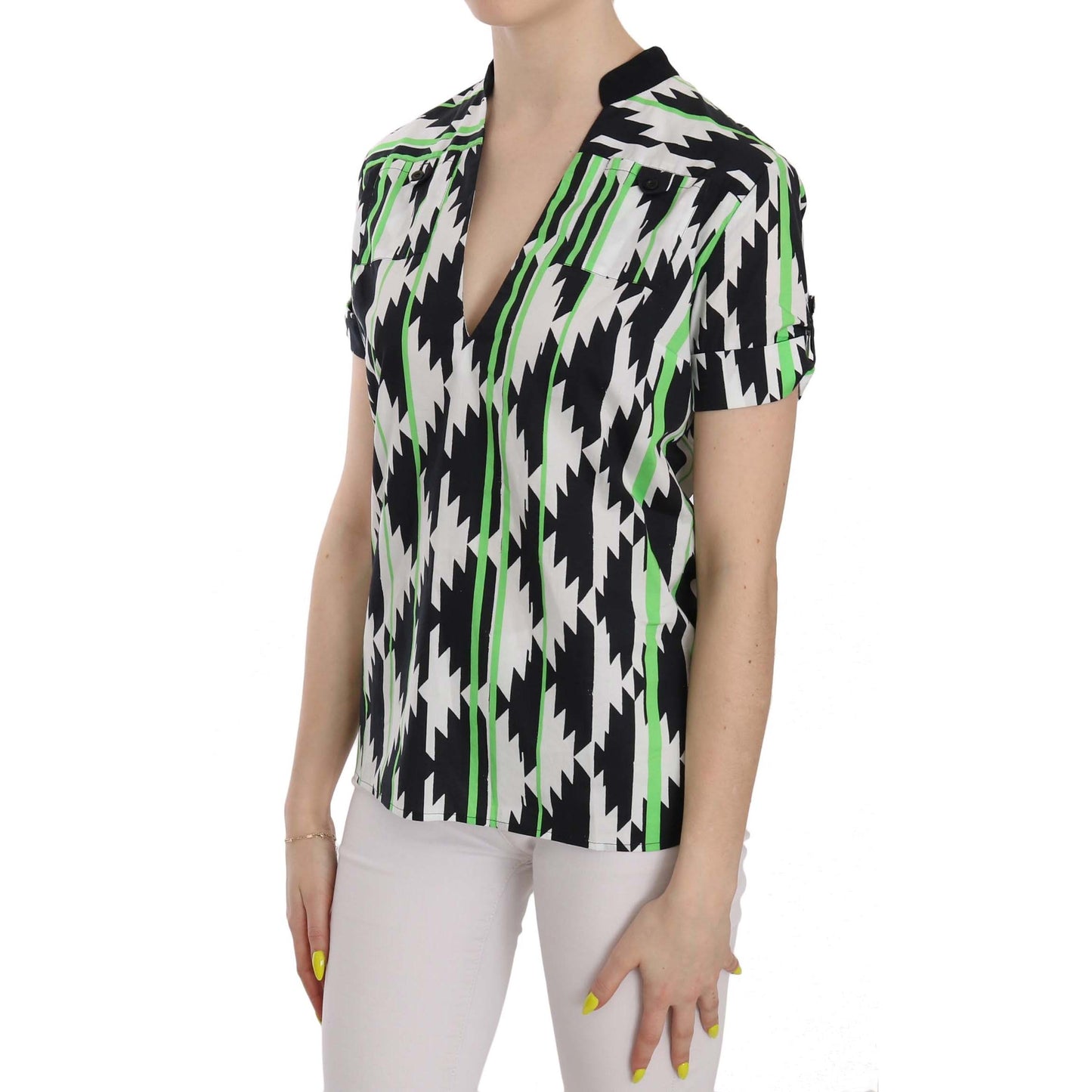 Multi Color Plunging Top Blouse