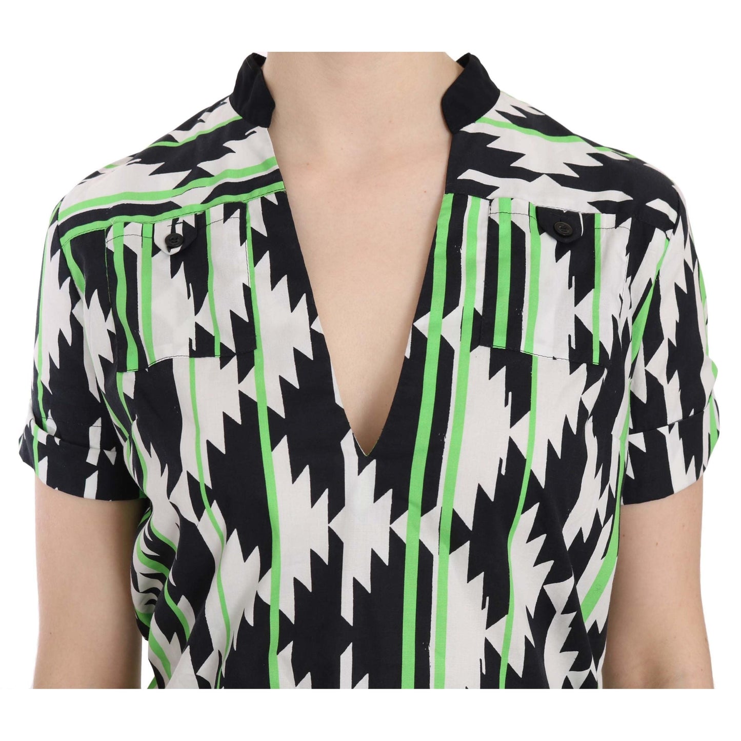 Multi Color Plunging Top Blouse