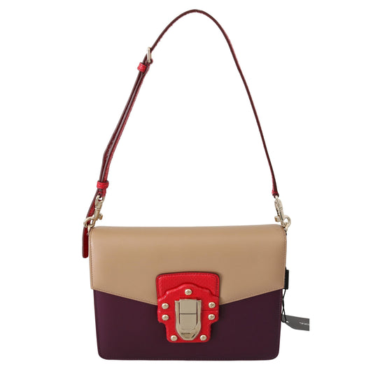 Purple Beige Red Leather Crossbody Purse Bag - coffeewithmee2