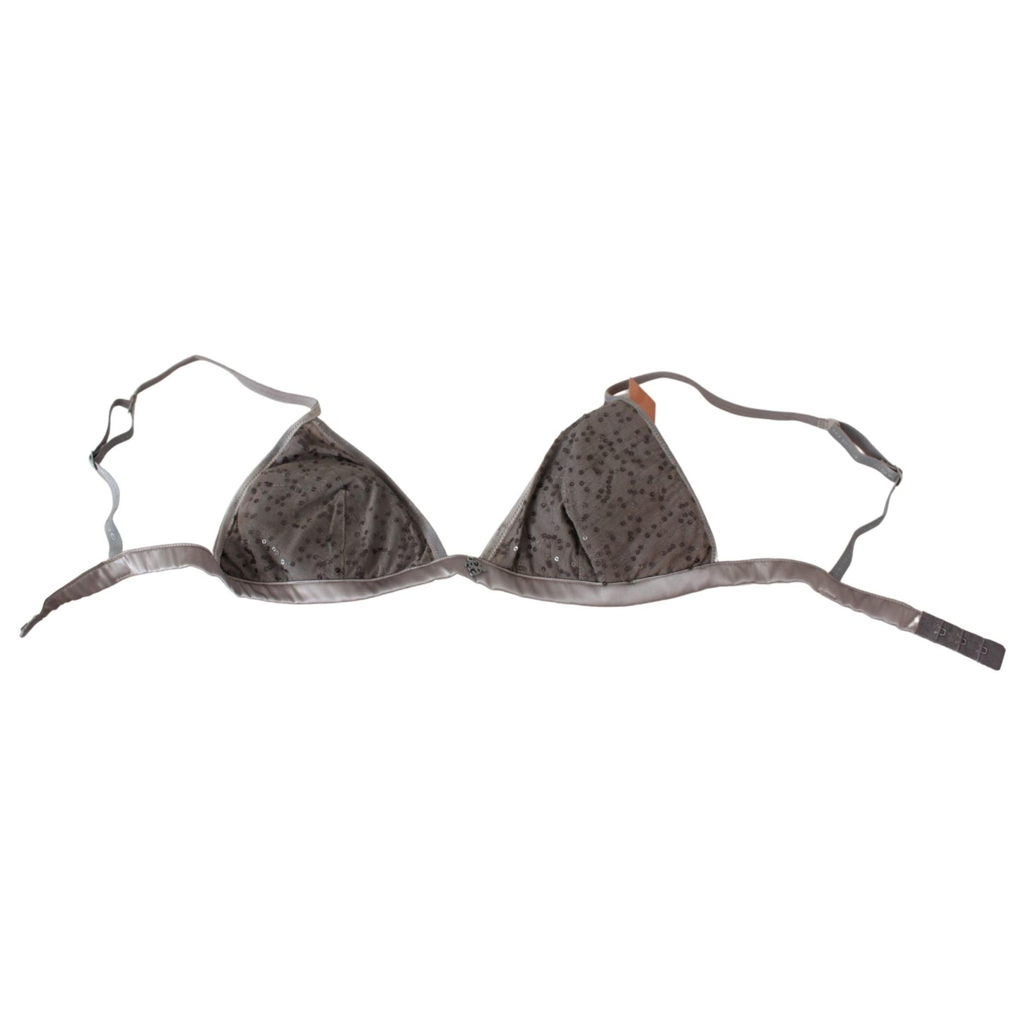 Gray Nylon Sequined Triangolo Bra Underwear