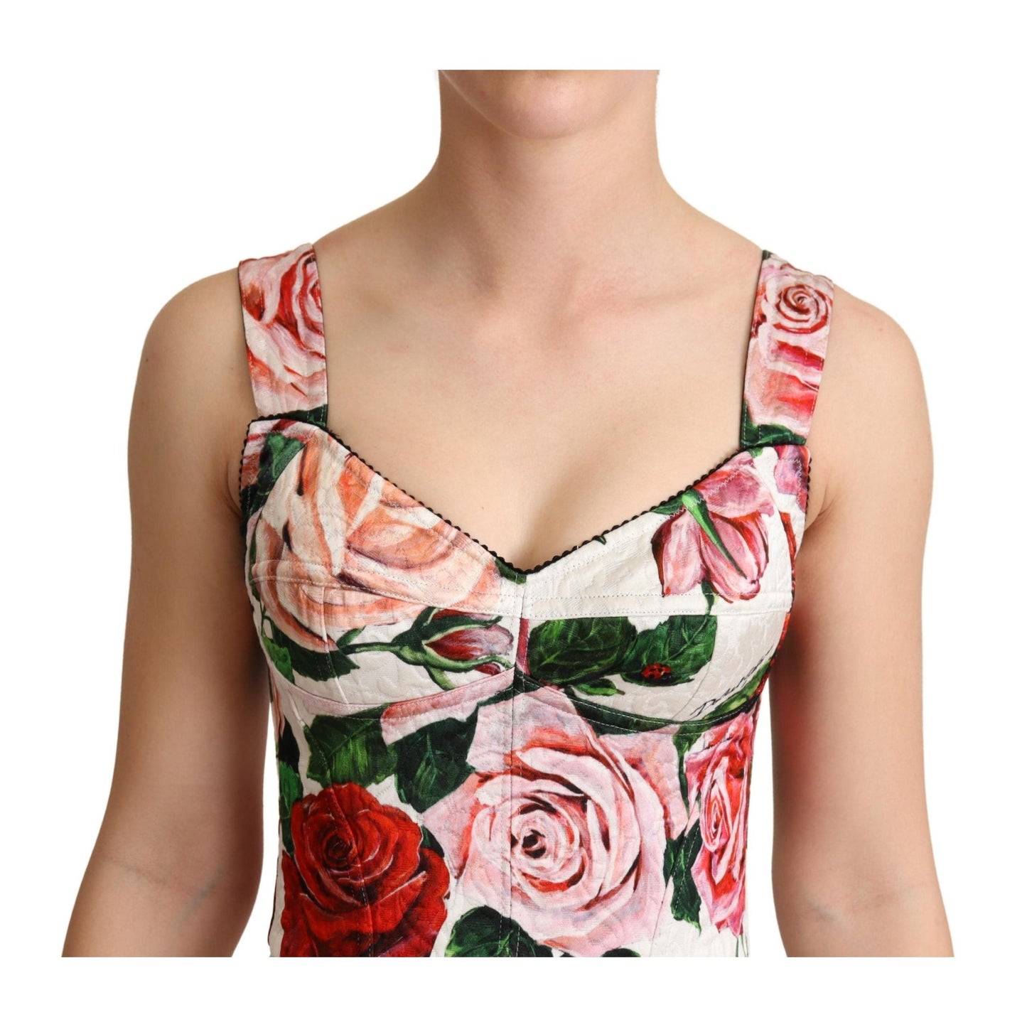 White Rose Print Brocade Jumpsuit Dress