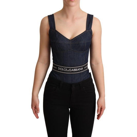 Blue Cotton Denim Sleeveless Hot Pants Dress