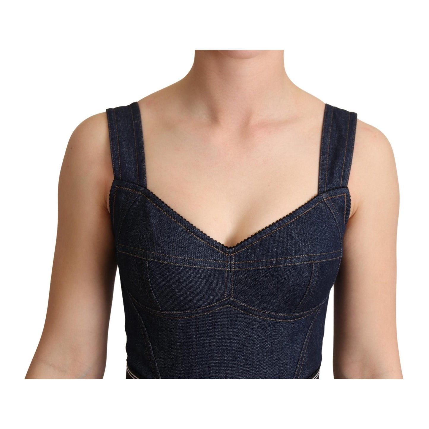 Blue Cotton Denim Sleeveless Hot Pants Dress