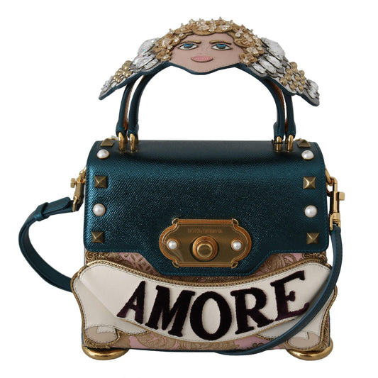 Blue Leather Angel Amore Crossbody WELCOME  Purse - coffeewithmee2