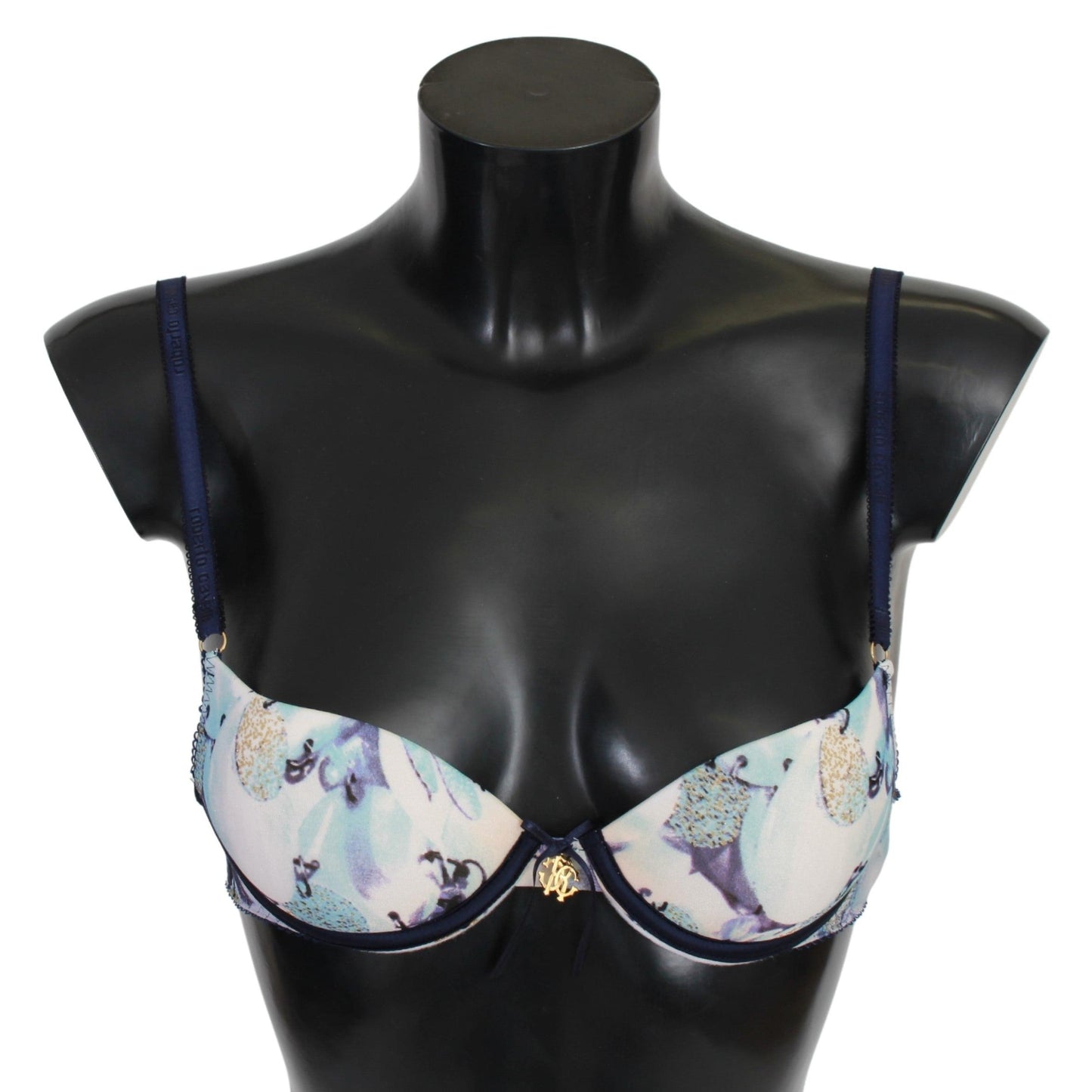 Blue Printed Nylon Reggiseno Bra Underwear