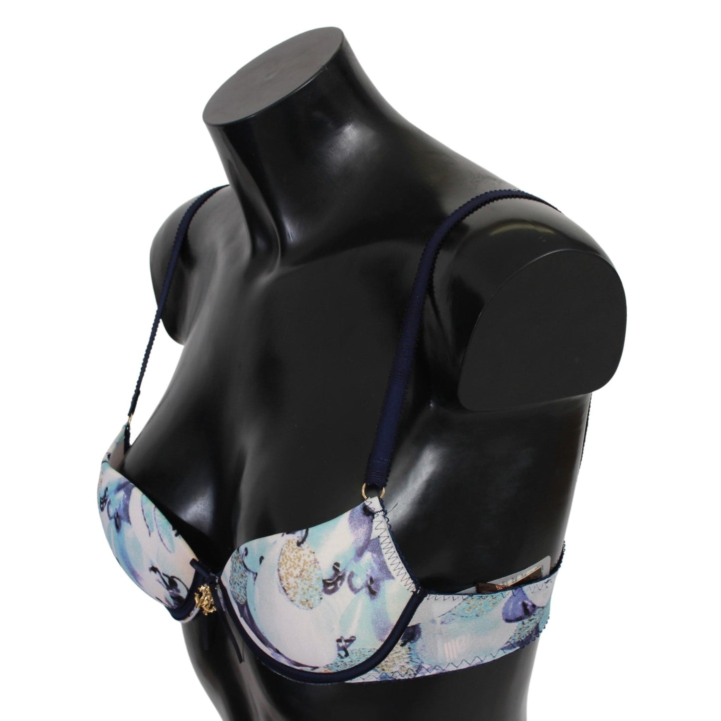 Blue Printed Nylon Reggiseno Bra Underwear