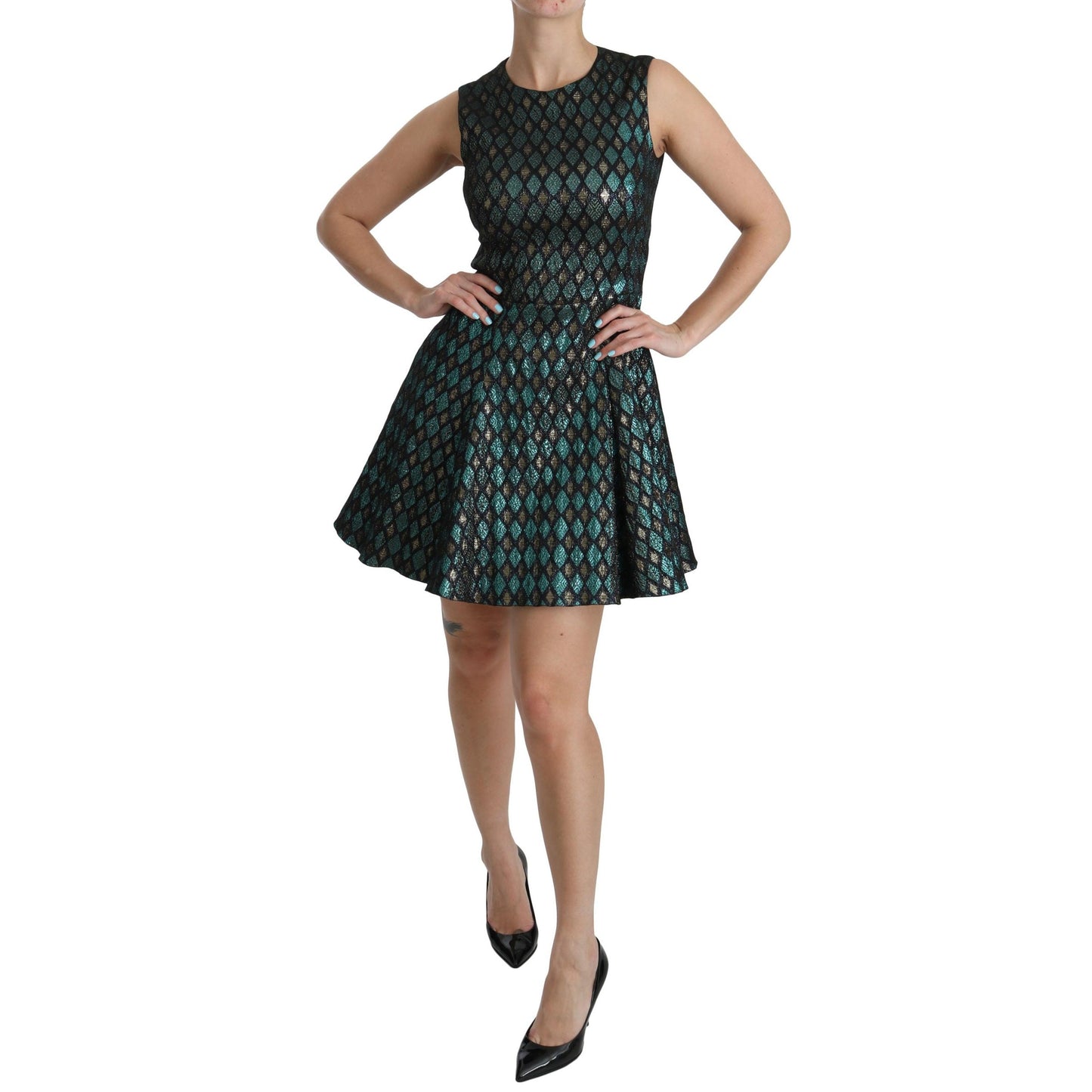 Blue Gold A-line Shift Gown Women Dress