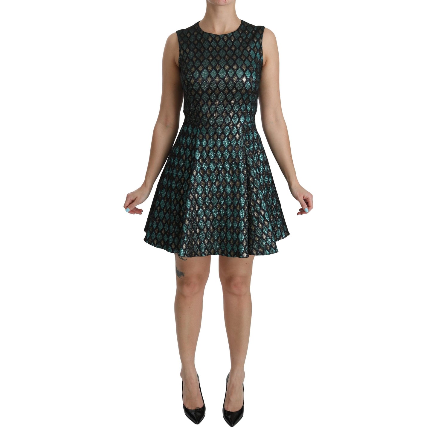 Blue Gold A-line Shift Gown Women Dress