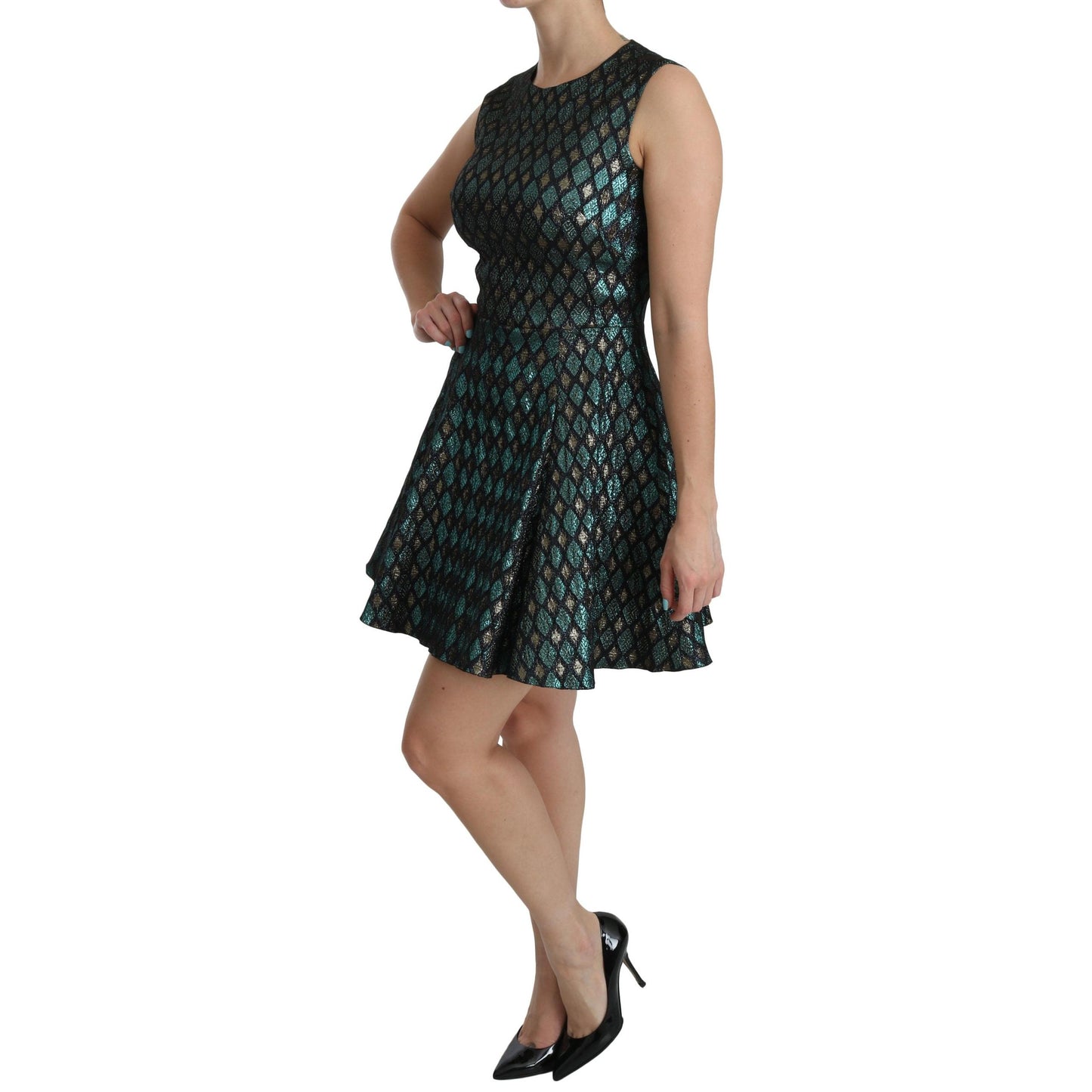 Blue Gold A-line Shift Gown Women Dress