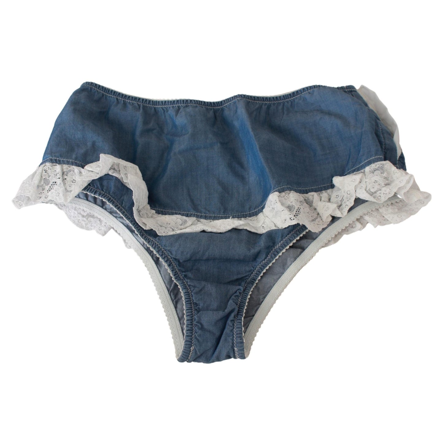 Blue Cotton Lace Slip Denim Bottom Underwear
