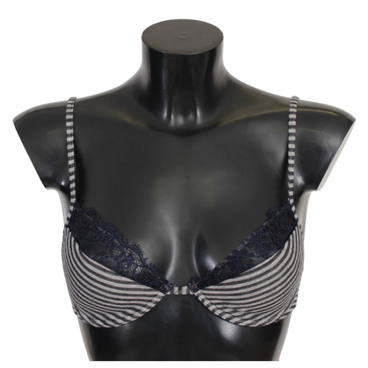 Blue Stripes Lace Reggiseno Bra Underwear
