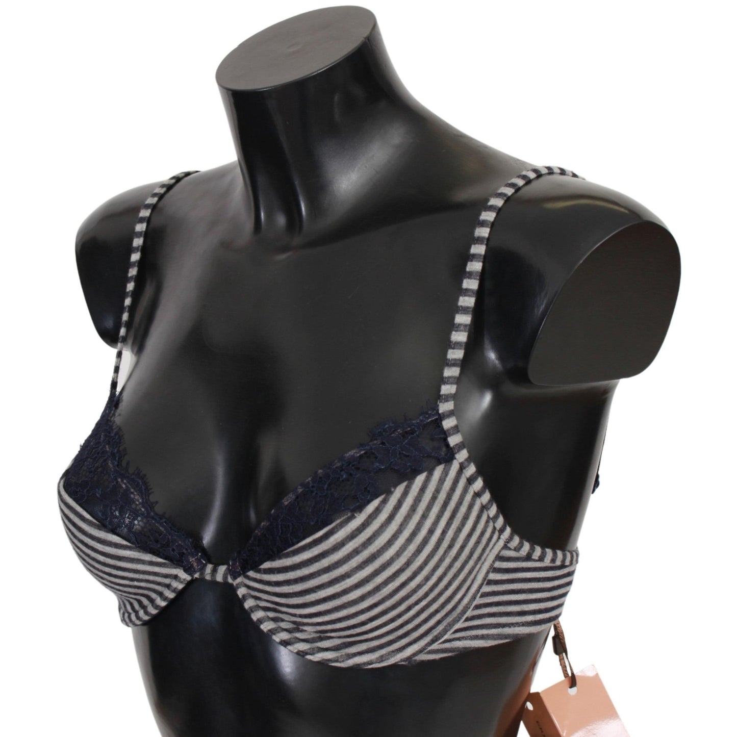 Blue Stripes Lace Reggiseno Bra Underwear