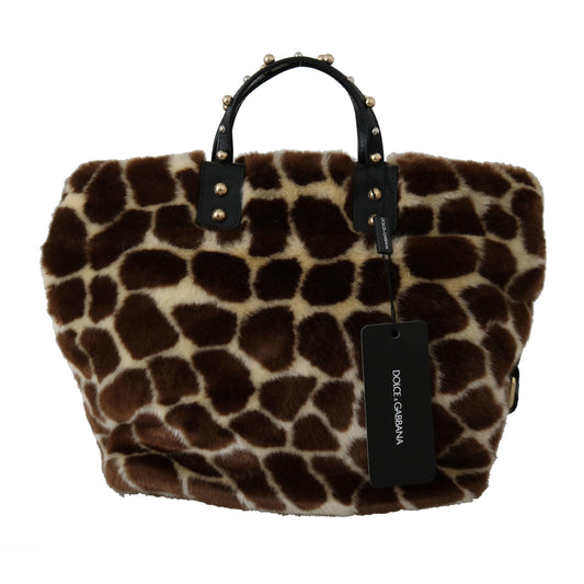 Brown Giraffe Print Shopping BEATRICE Purse Tote Bag - coffeewithmee2