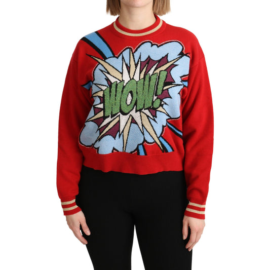 Red Knitted Cashmere Cartoon Top Sweater