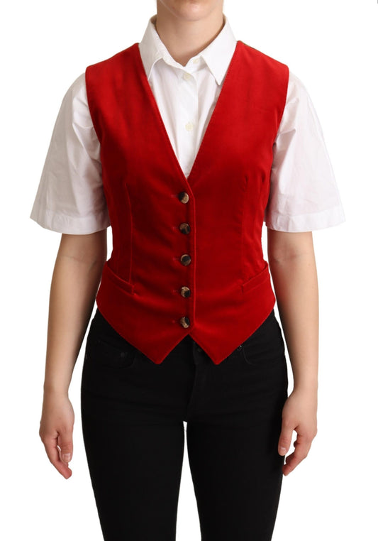 Red Brown Leopard Print Waistcoat Vest