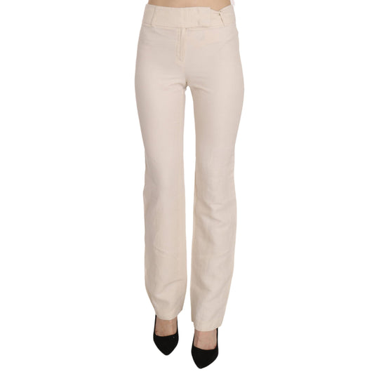 White High Waist Silk Blend Flared Dress Trousers Pants