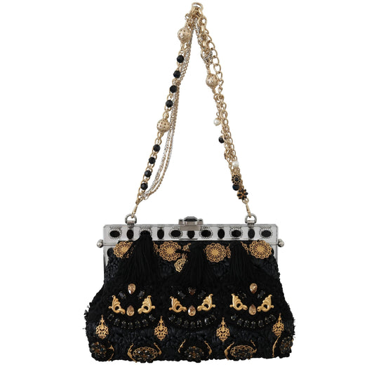 VANDA Black Tassel Gold Baroque Crystal Purse - coffeewithmee2