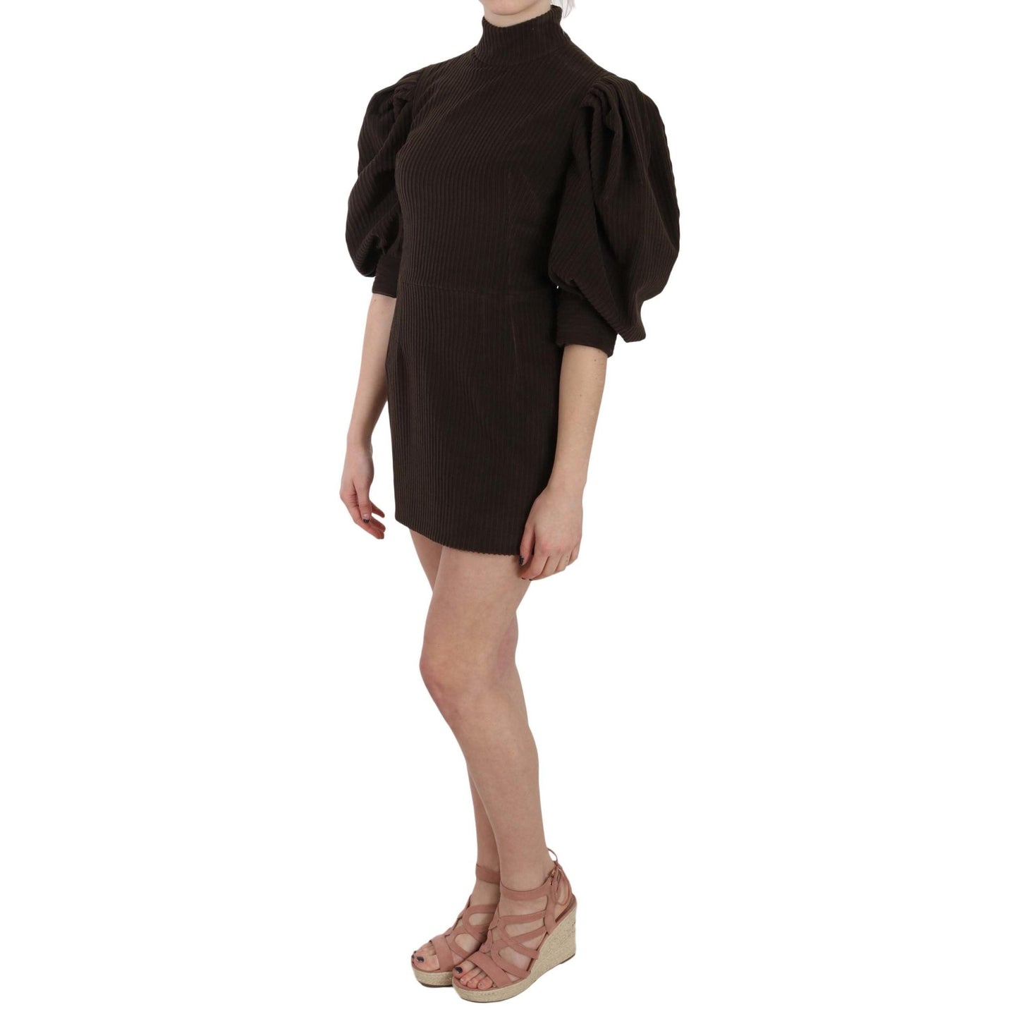 Brown Corduroy Bodycon Cotton Mini Dress