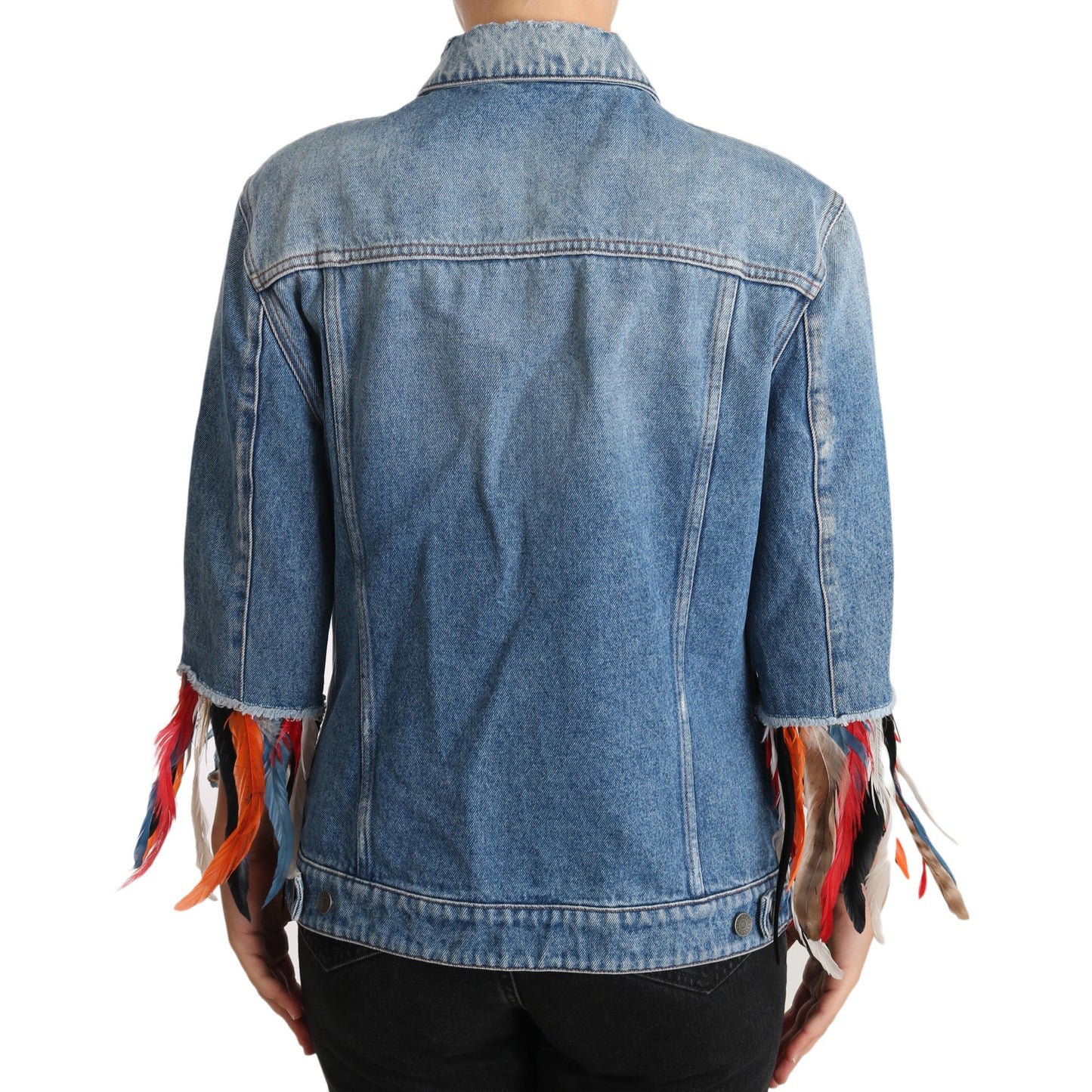 DENIM Blue Jeans Feather Floral Jacket
