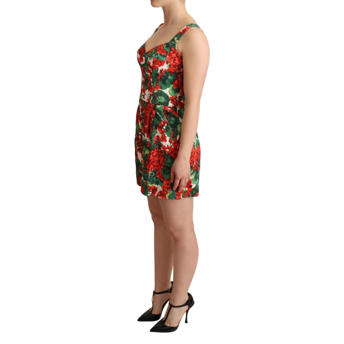 Red Geranium Print Shorts Jumpsuit Dress