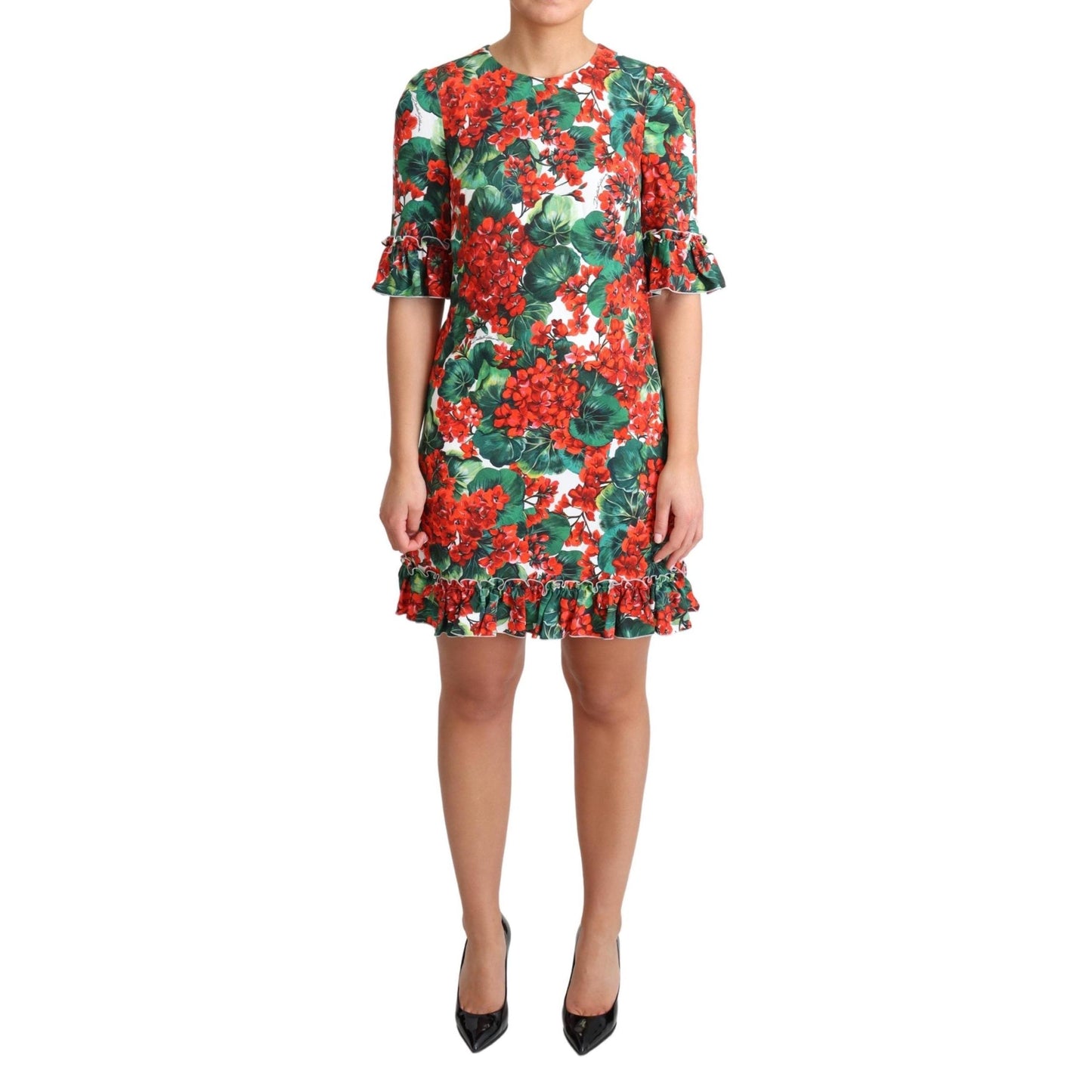 Multicolor Ruffled Floral Print Mini Dress
