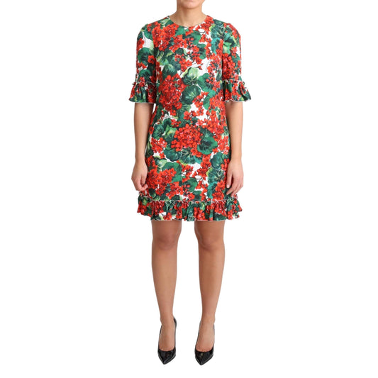 Multicolor Ruffled Floral Print Mini Dress