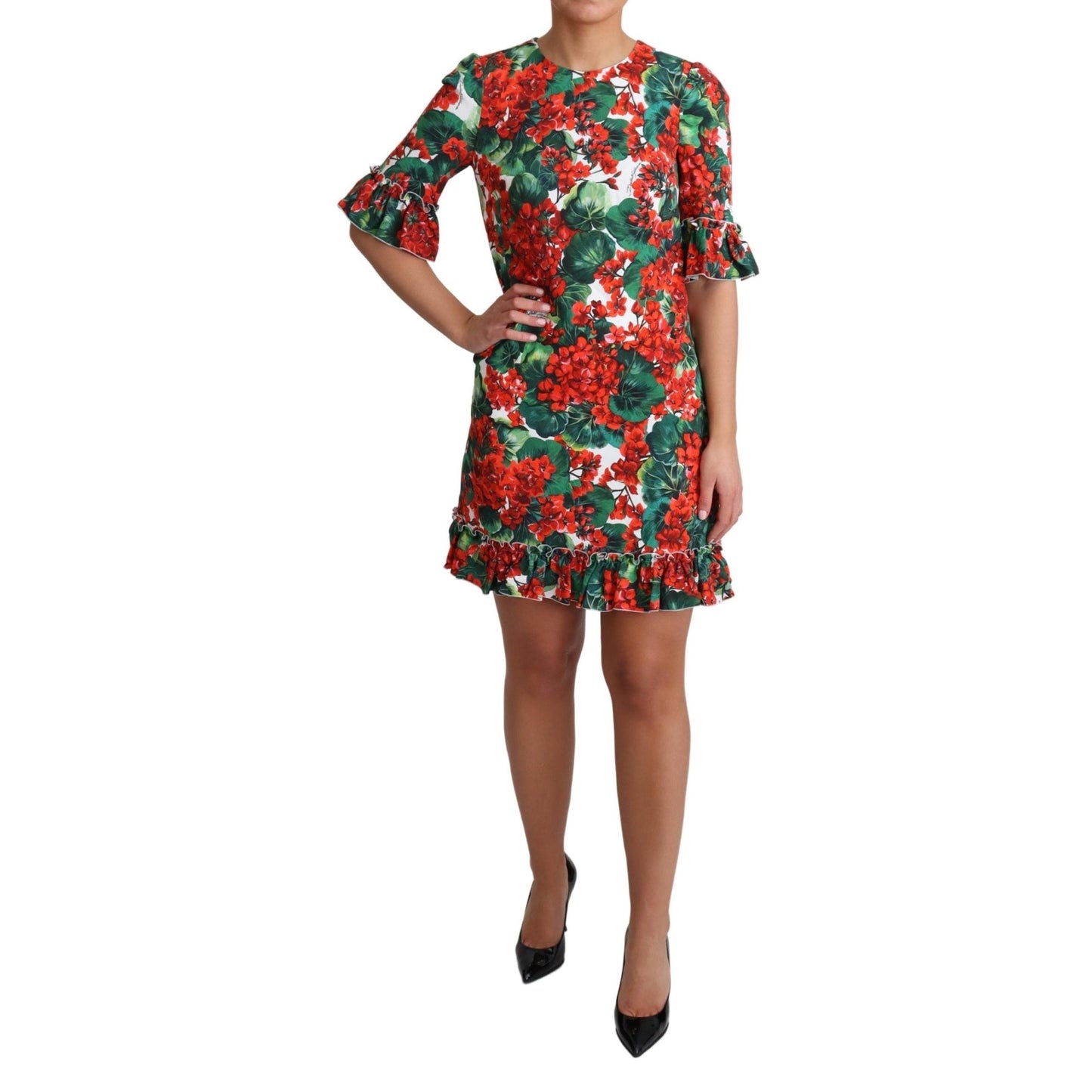Multicolor Ruffled Floral Print Mini Dress