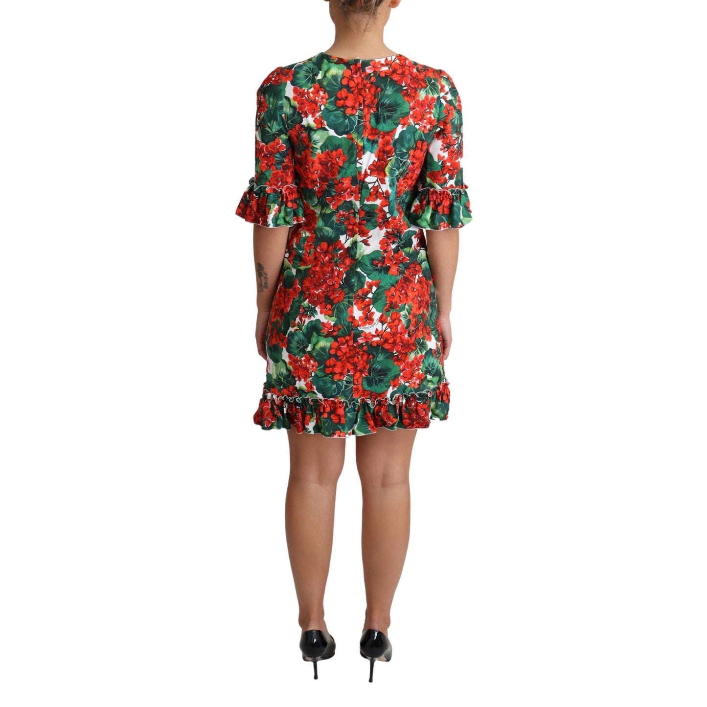 Multicolor Ruffled Floral Print Mini Dress