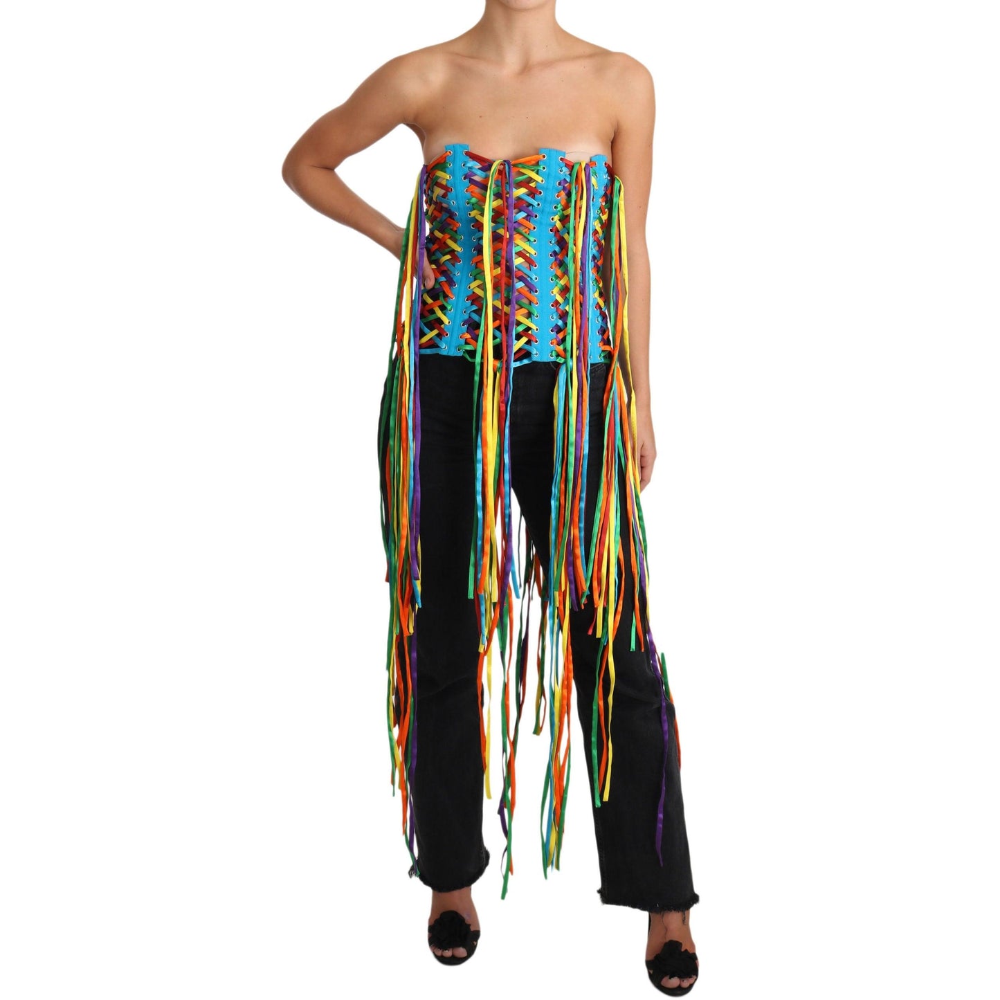 Multicolor Strings Bustier Polyester Corset  Top