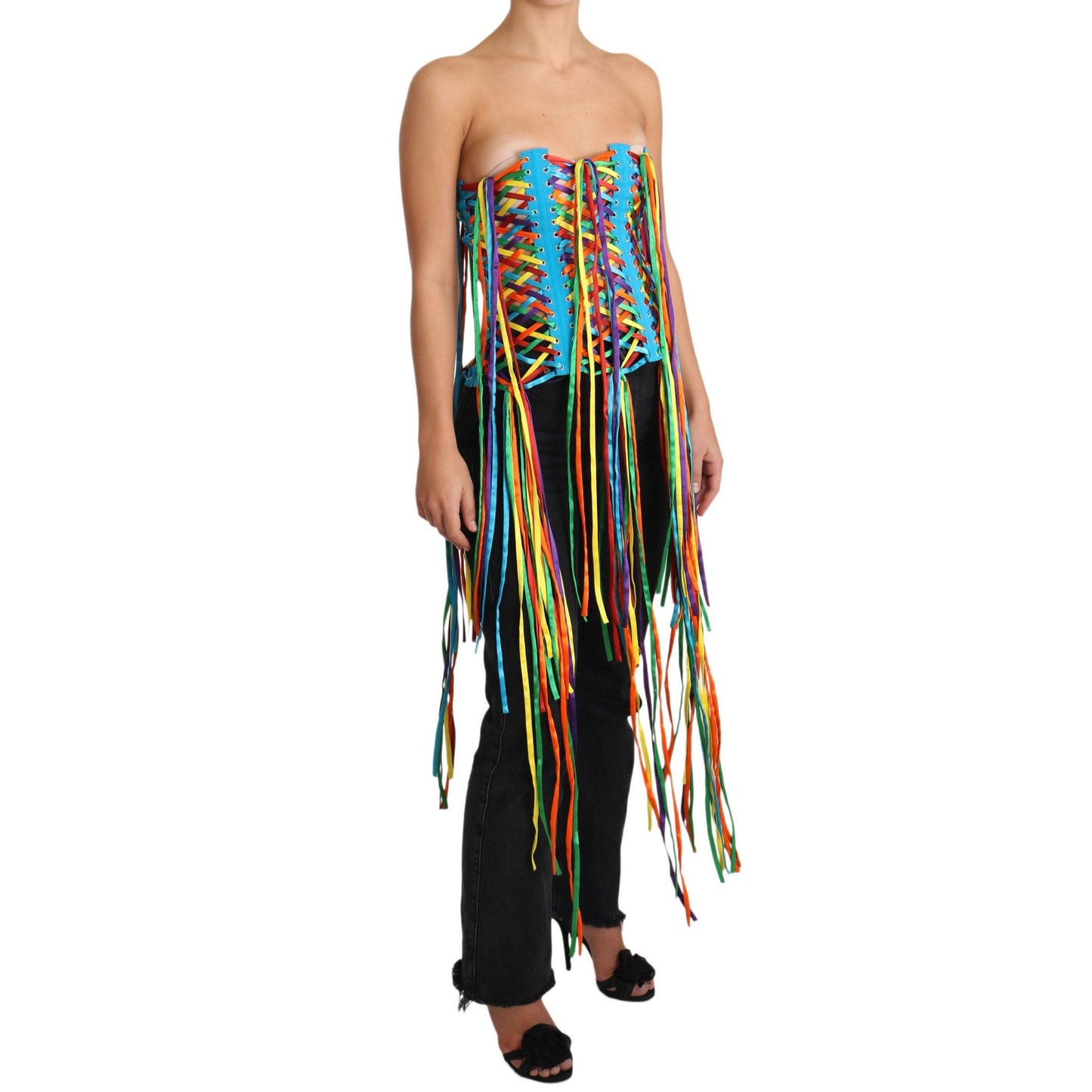 Multicolor Strings Bustier Polyester Corset  Top