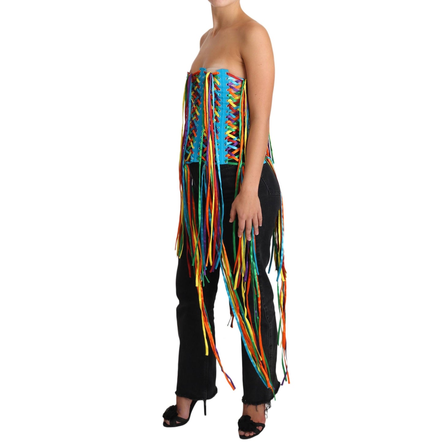 Multicolor Strings Bustier Polyester Corset  Top