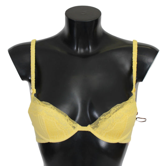 Yellow Lace Cotton Push Up Bra Underwear