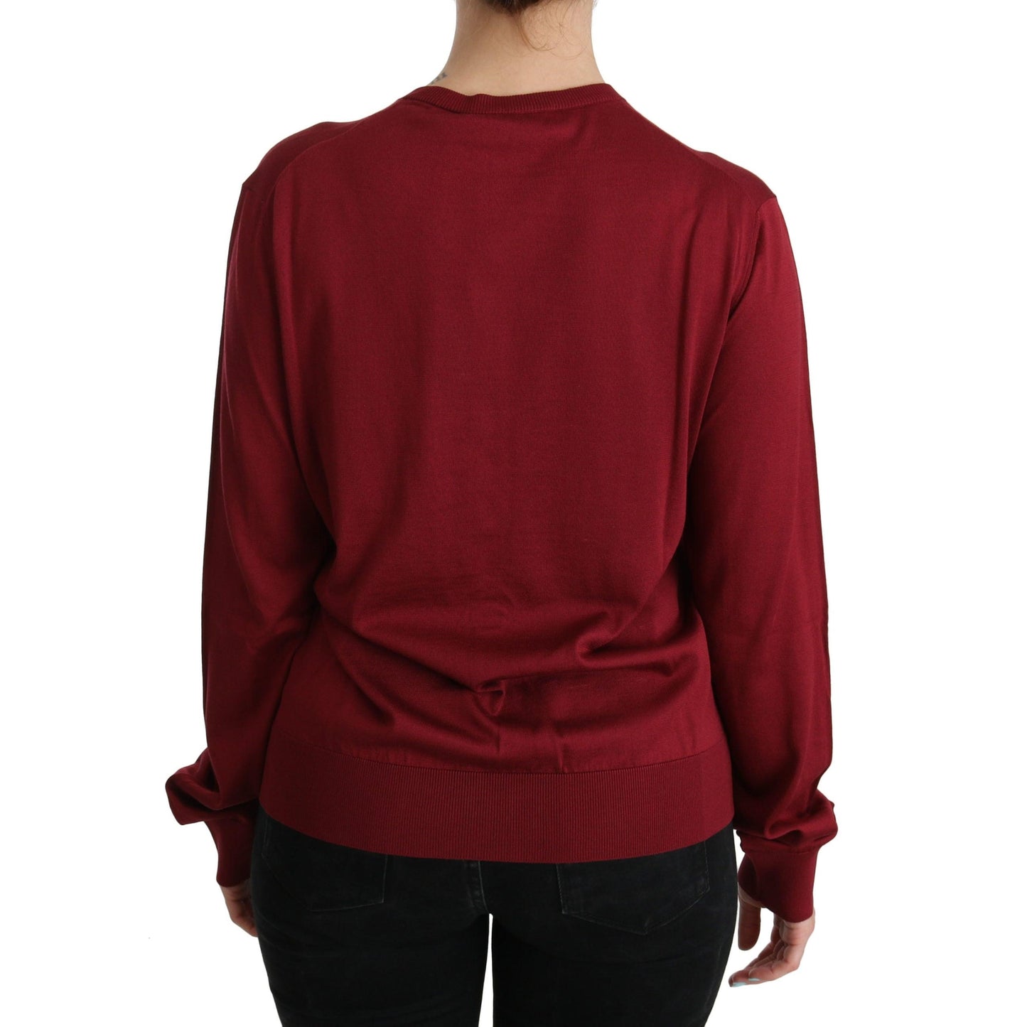 Red Silk Long Sleeve Cardigan Sweater