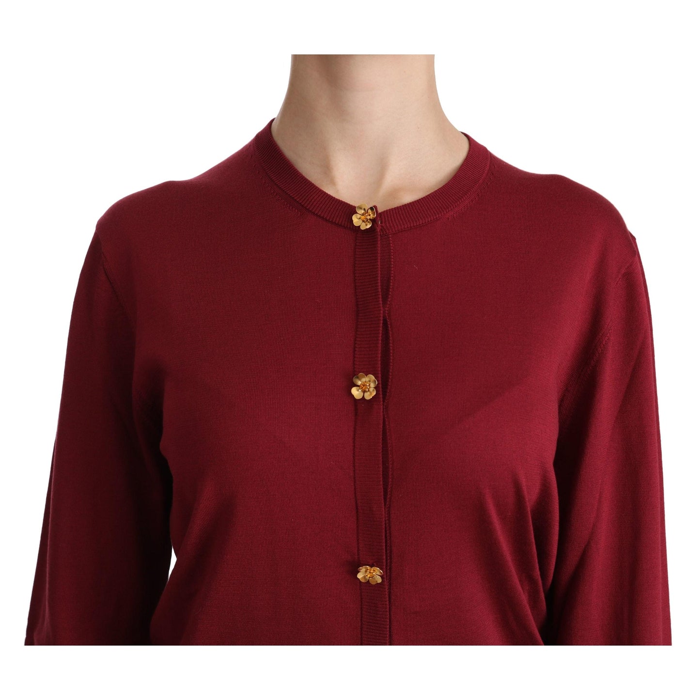 Red Silk Long Sleeve Cardigan Sweater