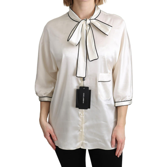 White Silk  Scarfneck Blouse Off Top