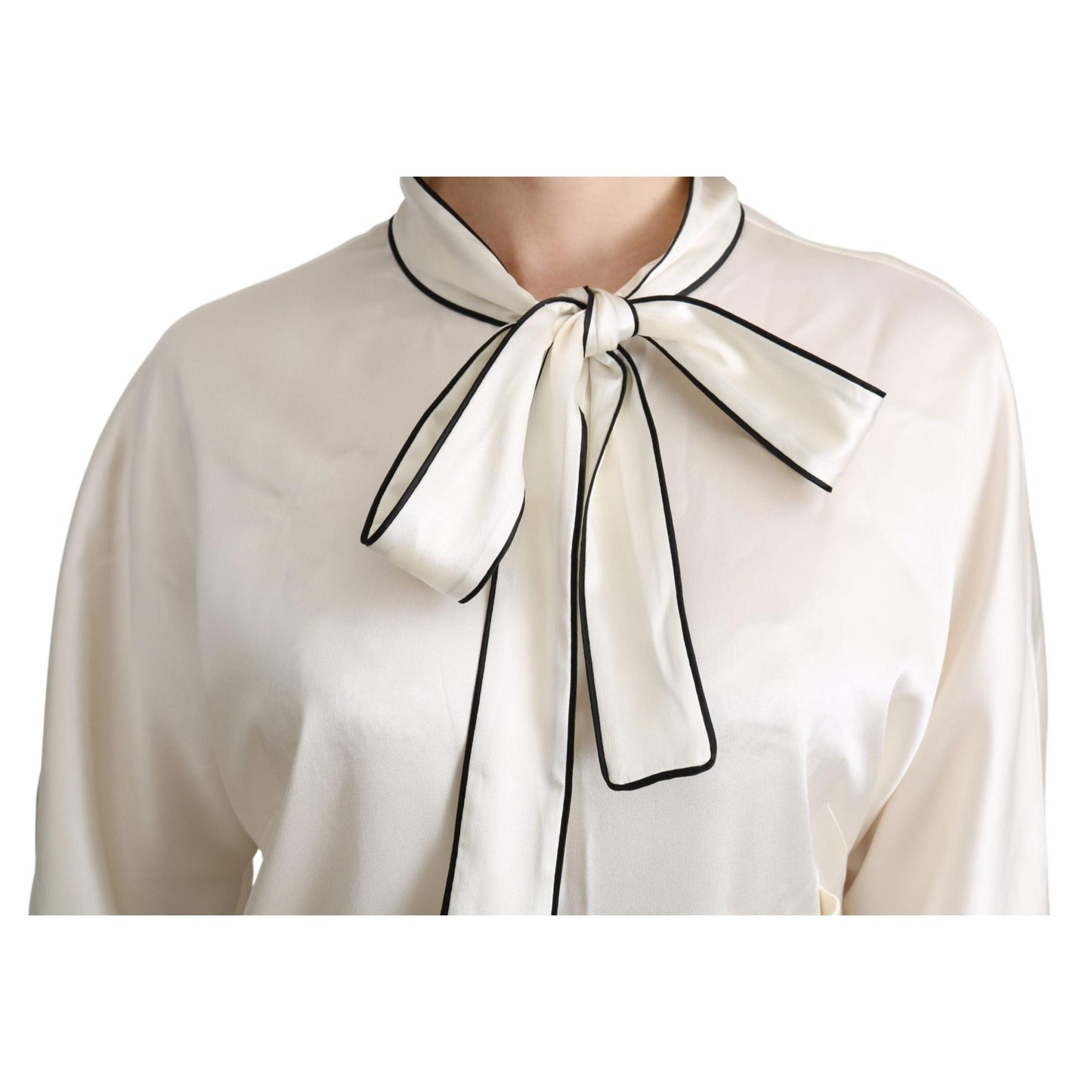 White Silk  Scarfneck Blouse Off Top