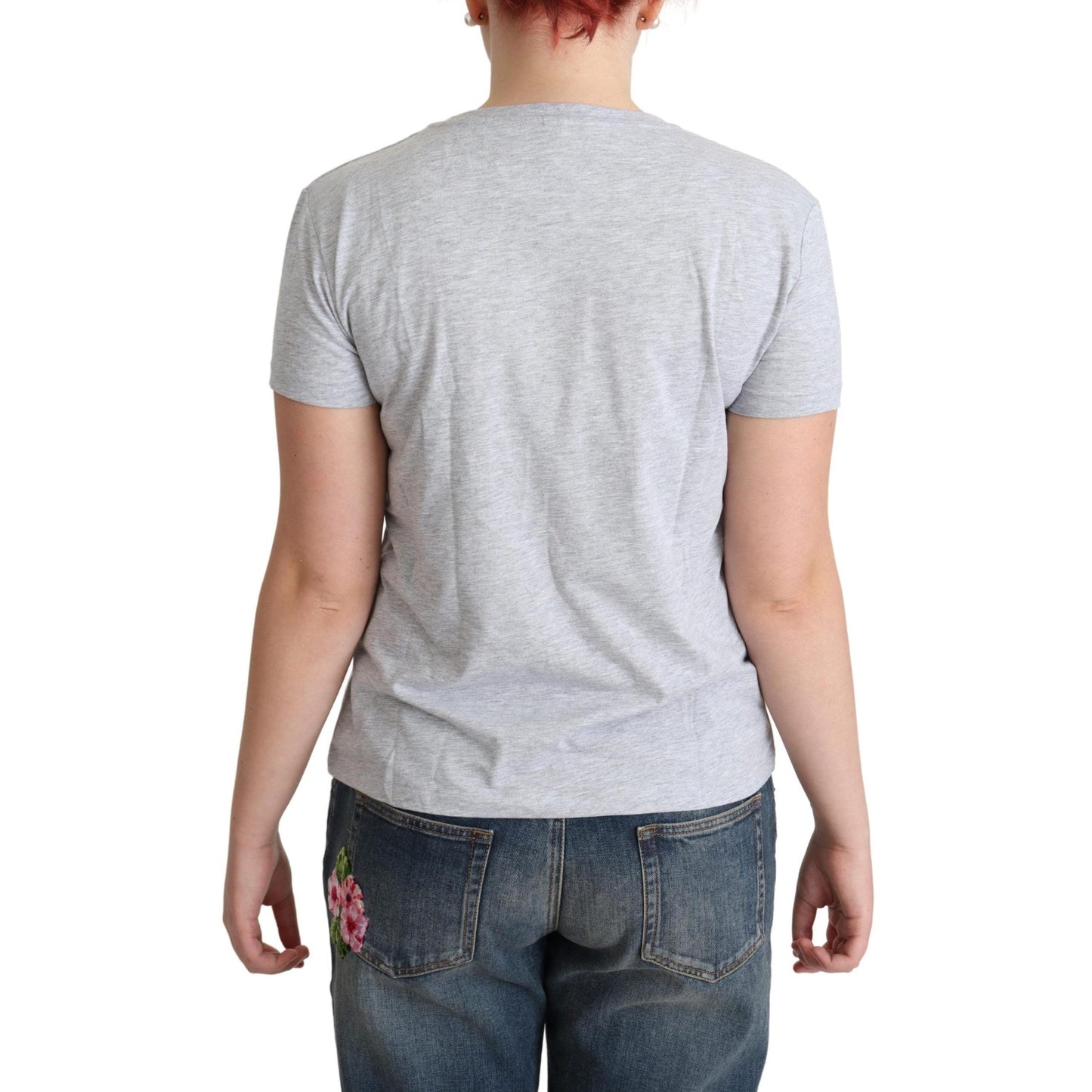 Gray Cotton Alphabet Letter Print T-shirt