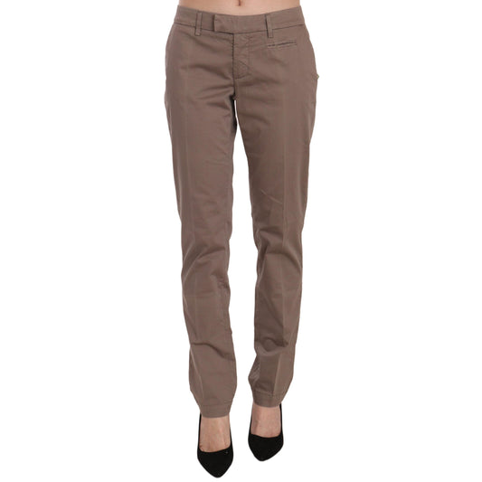 Brown Low Waist Straight Cut Trouser Pant