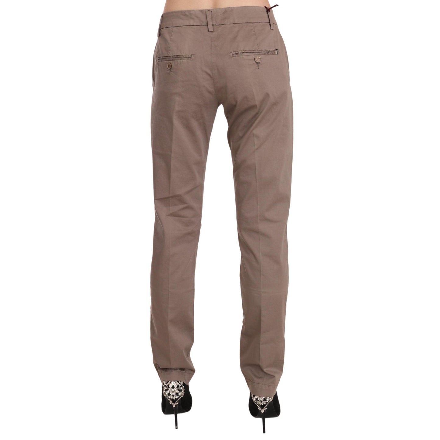 Brown Low Waist Straight Cut Trouser Pant