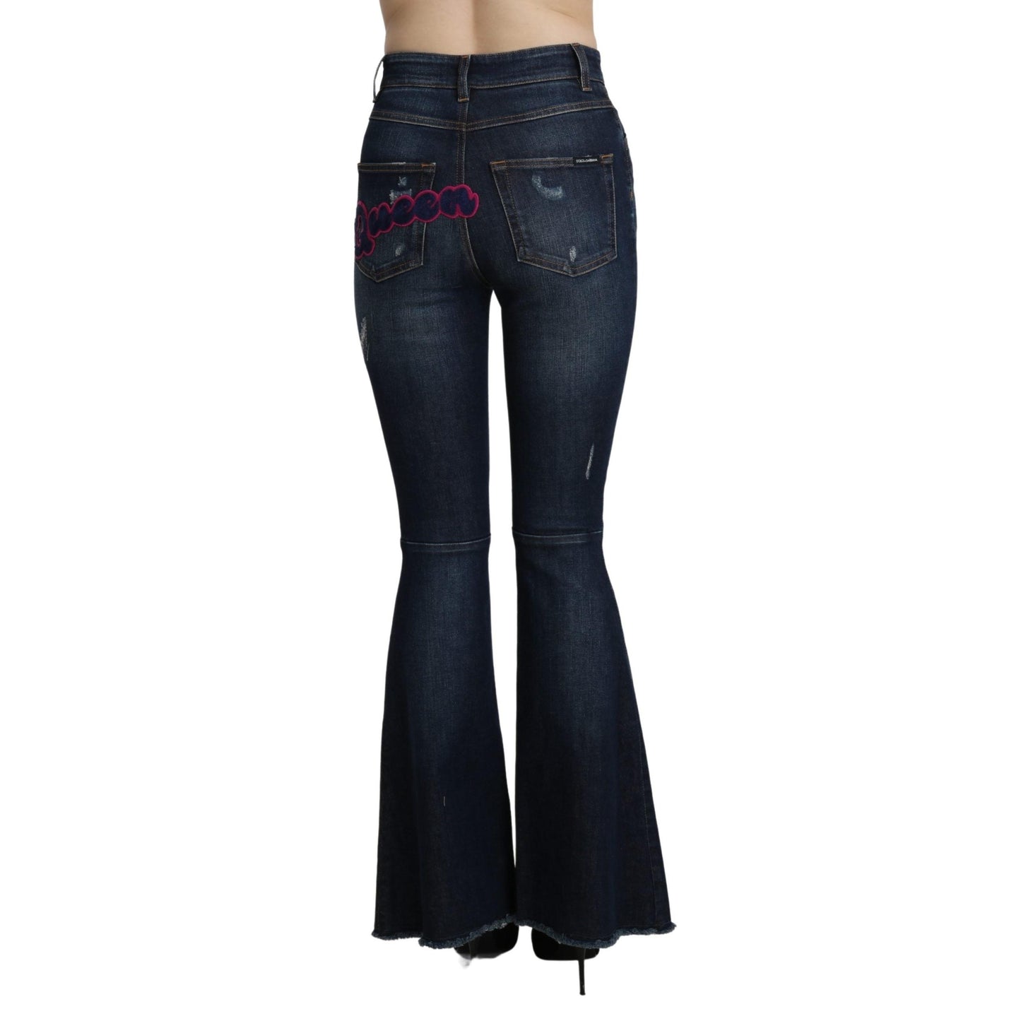 Blue Denim Cotton Stretch Flared Jeans