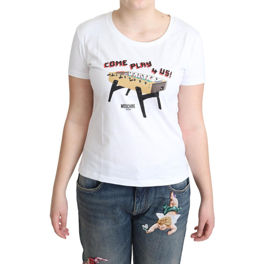 White Cotton Come Play 4 Us Print Tops T-shirt