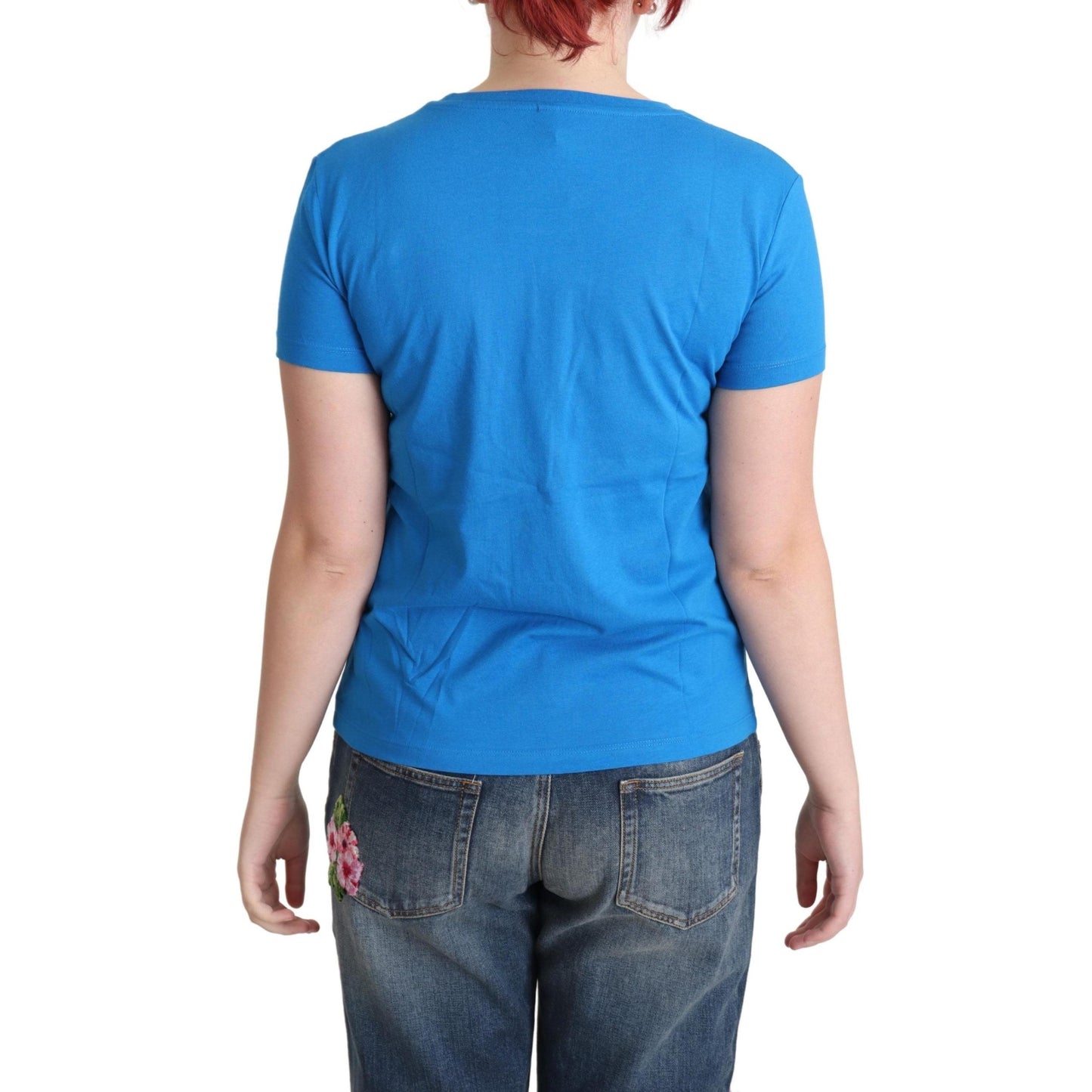 Blue Cotton Alphabet Letter Print Tops