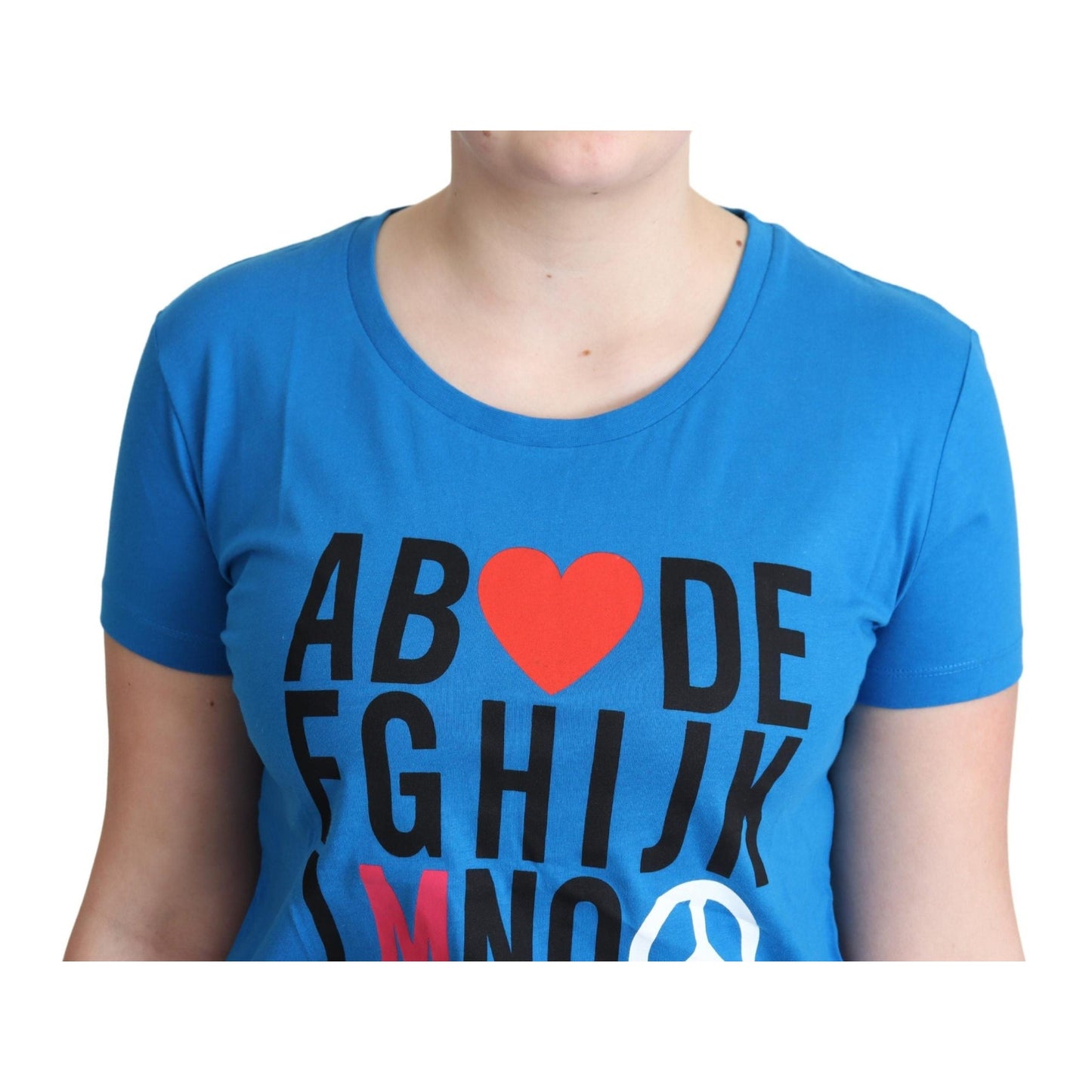 Blue Cotton Alphabet Letter Print Tops