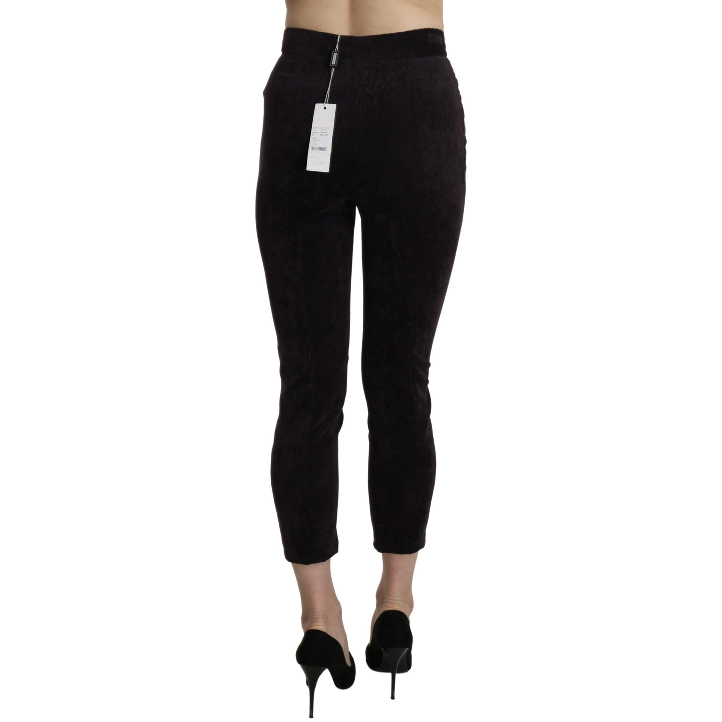 Brown High Waist Skinny Cropped Dress Trouser Pants